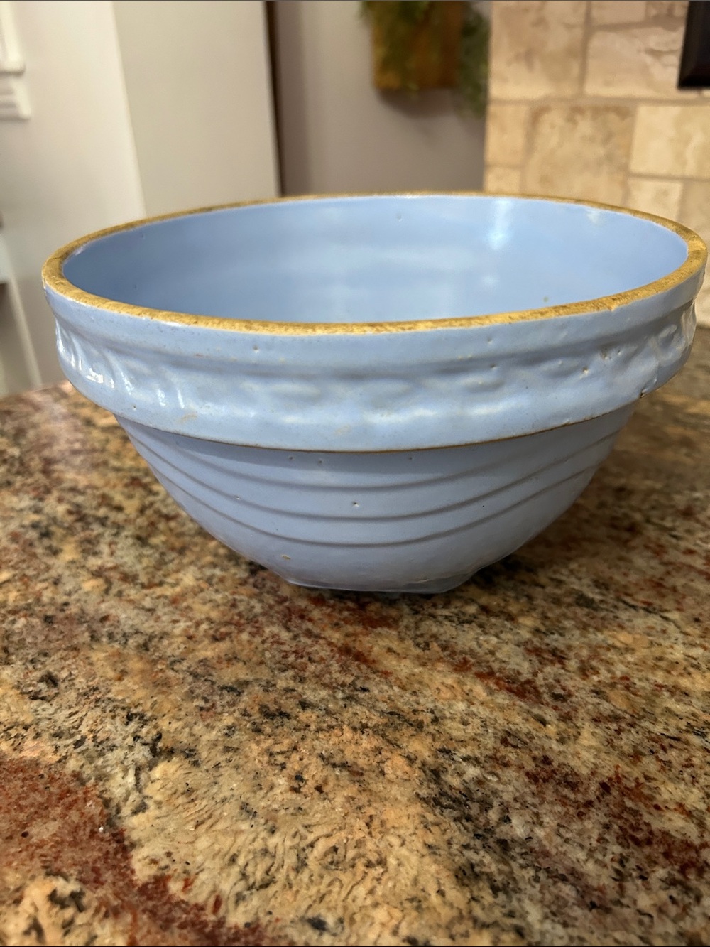McCoy Pottery Robin’s Egg Light Blue Yellowware Bowl - Sunrise Pattern